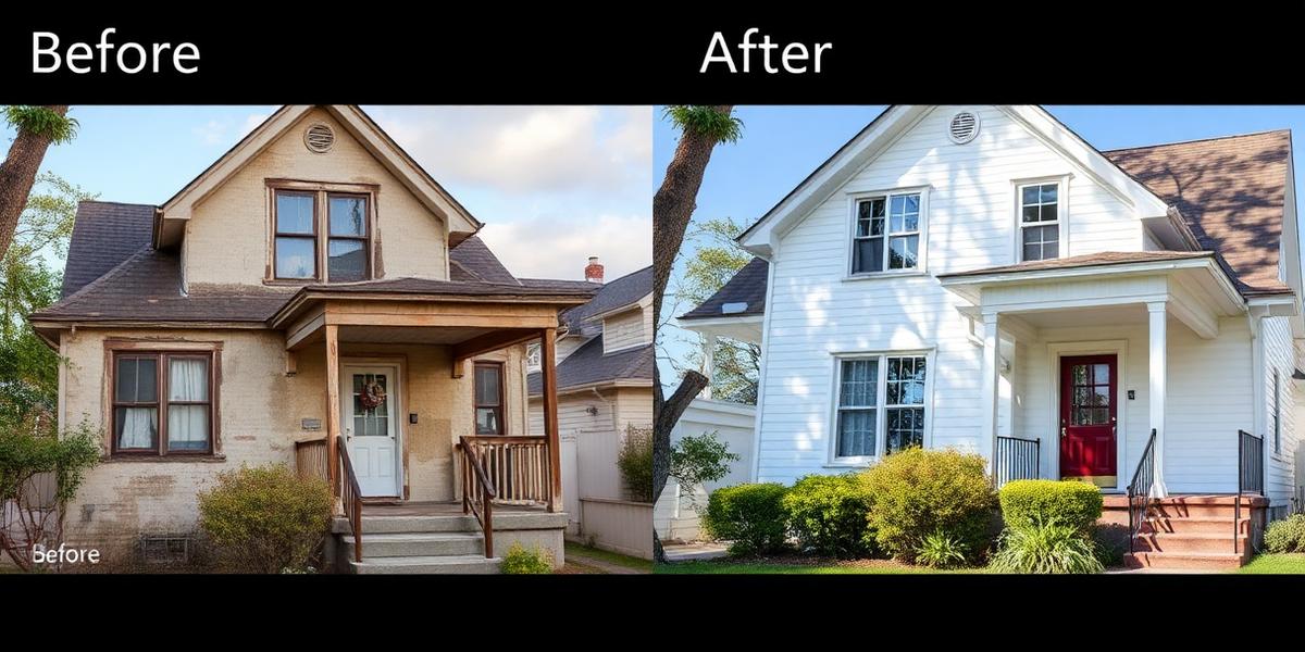 Before and after exterior house painting
